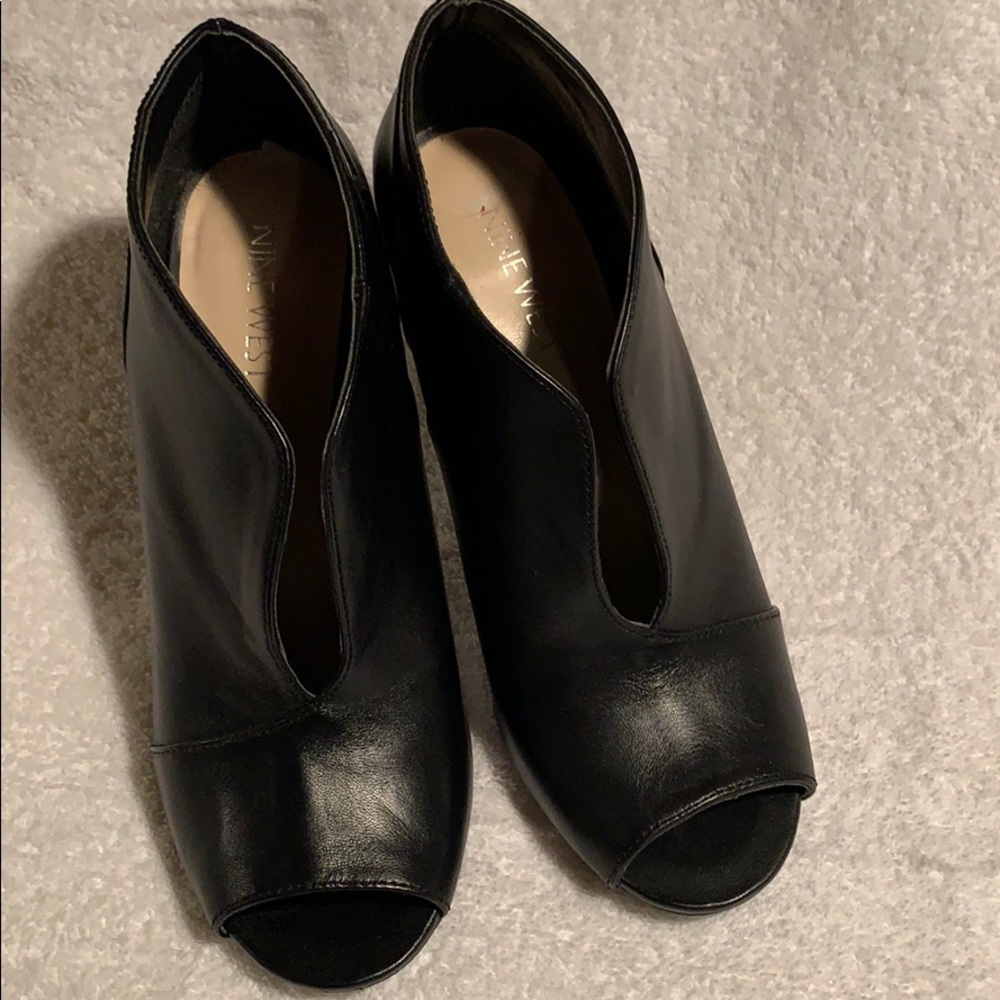 Black open toe heels